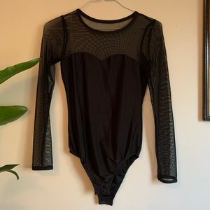 Sexy Long-Sleeved Sheer Bodysuit